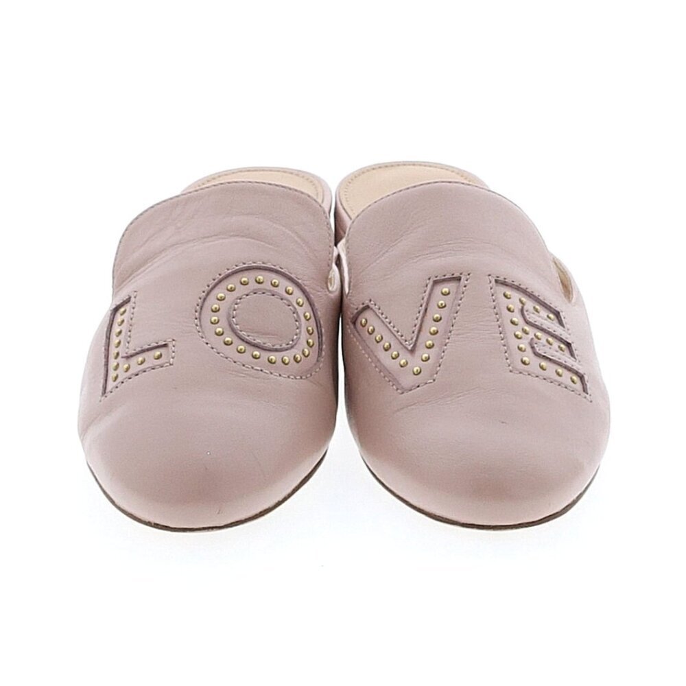 Michael Michael Kors Natasha “LOVE” Leather Slide Mules Soft Pink Sz 6.5 - Picture 3 of 6